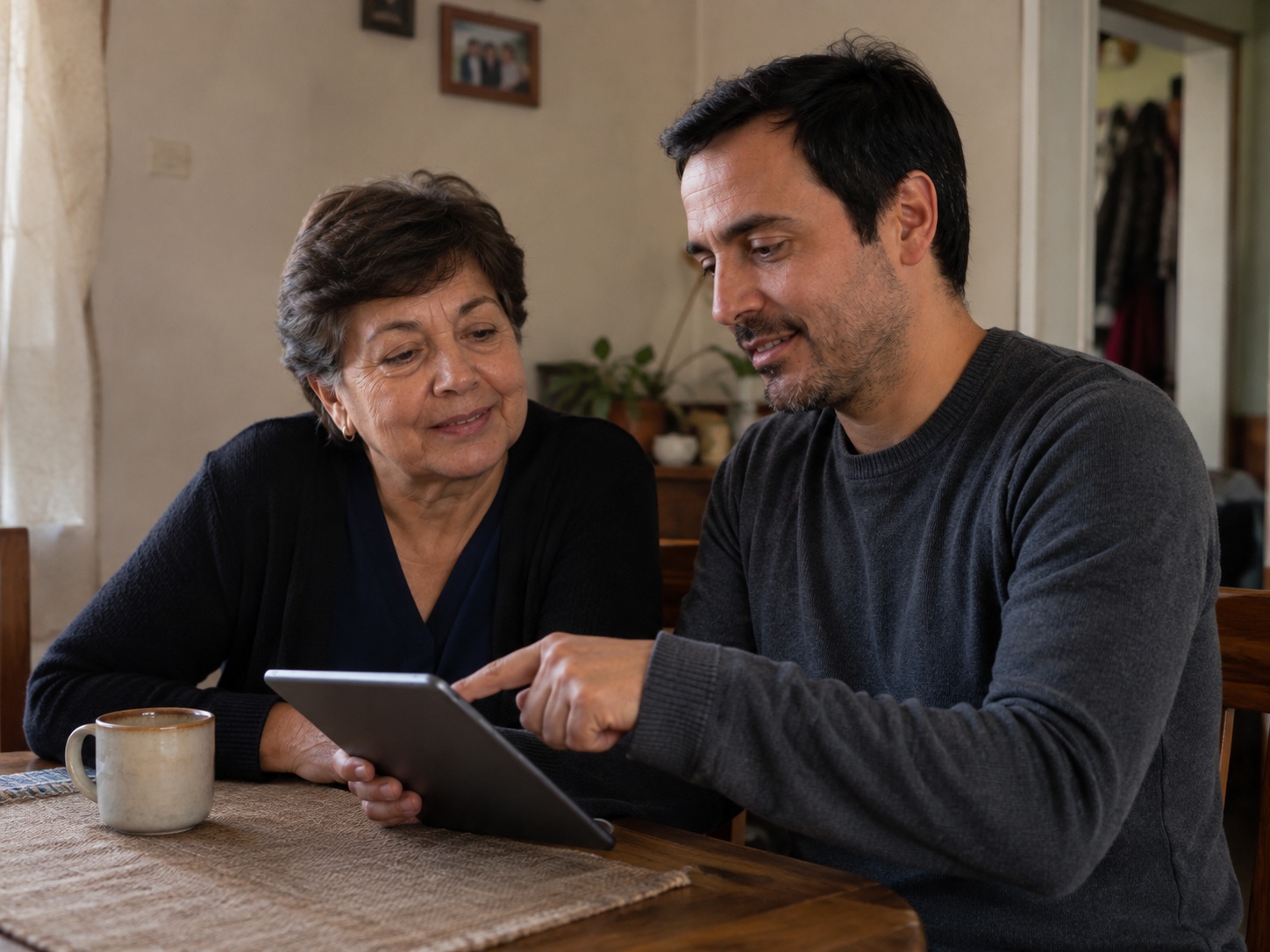 Persona conversando tranquilamente, tomando una decisión informada